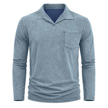 Vintage Washed Long Sleeve Polo Shirt