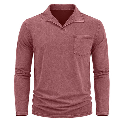 Vintage Washed Long Sleeve Polo Shirt