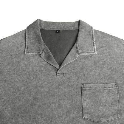 Vintage Washed Long Sleeve Polo Shirt