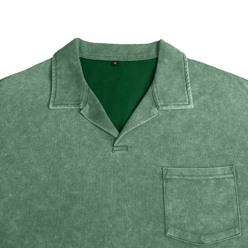 Vintage Washed Long Sleeve Polo Shirt
